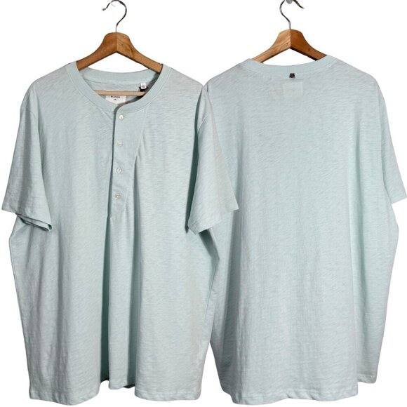 Billy Reid Short Sleeve Organic Cotton Henley Tee T-Shirt Mens XXL Pale Blue NWT - Picture 2 of 16